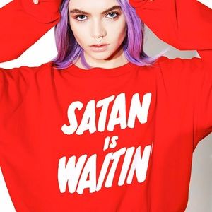 Creep Street “Satan is Waitin” crop sweater